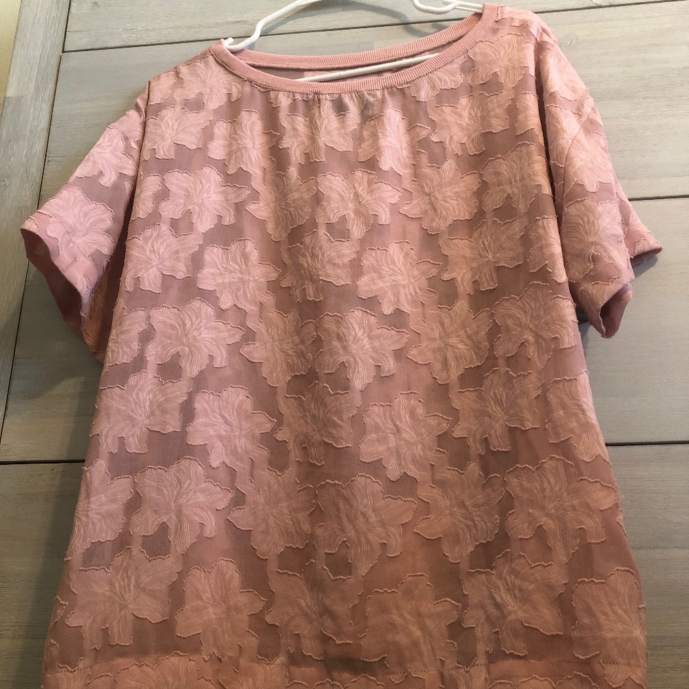 ** Nordstrom Rack ** Pink Floral Sheer Blouse - Picture 4 of 5